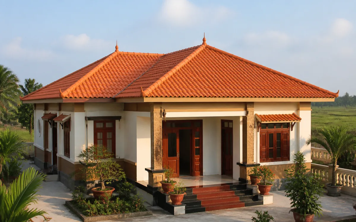 Nhà cấp 4 mái cam đất tại Long An